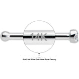 18G Solid 14k White Gold 1.5mm Genuine Diamond Nose Bone