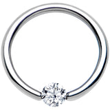 14G 3/8 Solid 14k White Gold 4mm Clear Cubic Zirconia Tension Captive Ring