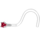 18G 1/4 White Gold 1.5mm Genuine Ruby Bioplast Nose Ring