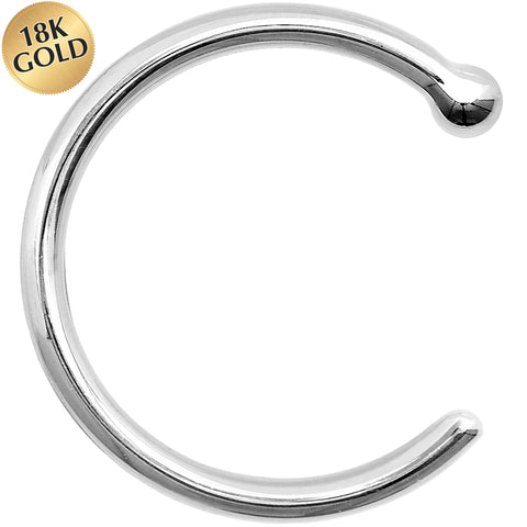 18G 3/8 Solid 18K White Gold Nose Hoop