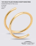 3Pack Double Hoop Nose 14k Gold Filled and 925 Silver Spiral Nose Rings 20G 8mm Right