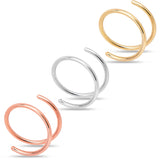 3Pack Double Hoop Nose 14k Gold Filled and 925 Silver Spiral Nose Rings 20G 8mm Right