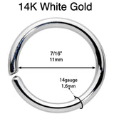 14G 7/16 Handcrafted Solid 14k White Gold Seamless Circular Ring