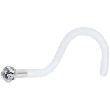 18G 14K White Gold 1.5mm Genuine Diamond Bioplast Micro Nose Ring