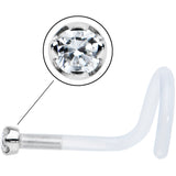 18G 14K White Gold 1.5mm Genuine Diamond Bioplast Micro Nose Ring