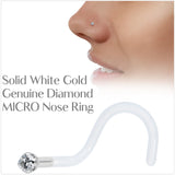 18G 14K White Gold 1.5mm Genuine Diamond Bioplast Micro Nose Ring
