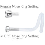 18G 14K White Gold 1.5mm Genuine Diamond Bioplast Micro Nose Ring