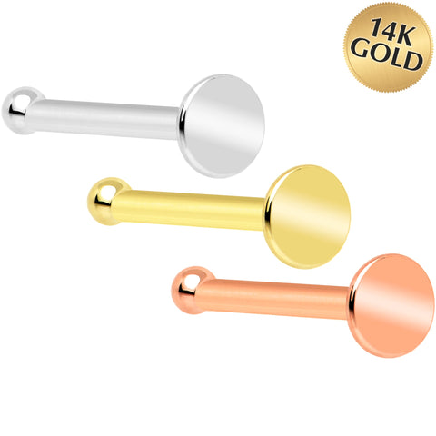 20G Solid 14k Gold Flat Disc Nose Bone