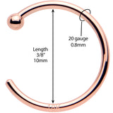 20G 3/8 Solid 18K Rose Gold Nose Hoop