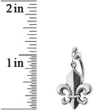 Antiqued Silver Tone Fleur De Lis Top Mount Belly Ring