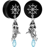 Aqua Nautical Mermaid Plug Set Created with Crystal 00G to 1 Inch