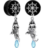 Aqua Nautical Mermaid Plug Set Created with Crystal 00G to 1 Inch