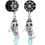 Aqua Nautical Mermaid Plug Set Created with Crystal 00G to 1 Inch