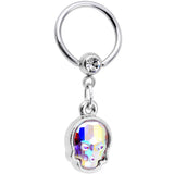 14G Aurora Sugar Skull BCR Captive Ring With Crystals