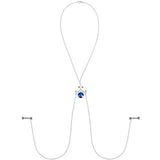 Blue Dangle Necklace Nipple Chain Created with Crystals