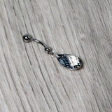 Clear Drop Reversible Belly Ring Created with Crystals