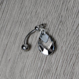 Clear Drop Reversible Belly Ring Created with Crystals