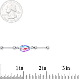 Aurora Drop Double Industrial Barbell Created with Crystals