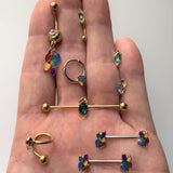 14G 3/8 Gold Tone Holiday Candle Spiral Twister Belly Ring