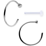 20G 3/8" Pack of 2 Stainless Steel Nose Hoop Rings
