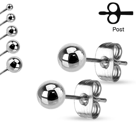 316L Stainless Steel Ball Stud Earrings 3mm to 7mm Sizes