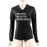 Brains Beauty & Piercings Tapered Long Sleeve Hoodie