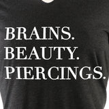 Brains Beauty & Piercings Tapered Long Sleeve Hoodie