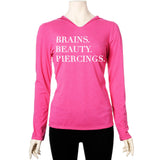 Brains Beauty & Piercings Tapered Long Sleeve Hoodie
