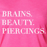 Brains Beauty & Piercings Tapered Long Sleeve Hoodie