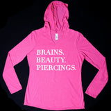 Brains Beauty & Piercings Tapered Long Sleeve Hoodie