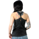 Bummer Black Gray Cosmic Twist Back Tank Top