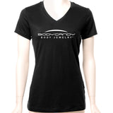 Body Candy Logo Tapered Black V-Neck Tee Shirt 100% Cotton
