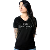 Be You, For You Black Tapered V-Neck Tee Shirt