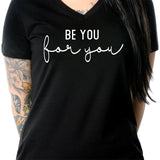 Be You, For You Black Tapered V-Neck Tee Shirt