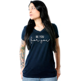 Be You, For You Black Tapered V-Neck Tee Shirt