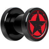 Black Red Distressed Star Black Anodized Screw Fit Plug Set 2G