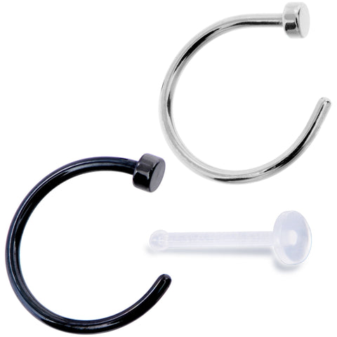 20G 5/16 Pack Set of 3 Assorted Stainless Steel Nose Hoop Rings