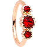 20G Red CZ Gem Rose Gold IP Triplet Seamless Circular Ring