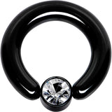 6G 1/2 Clear Gem 6mm Disc Black BCR Captive Ring