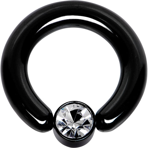 6G 1/2 Clear Gem 6mm Disc Black BCR Captive Ring