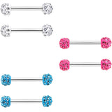 14G 9/16 All About Fun Barbell Nipple Ring Pack Set of 6