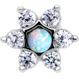 5/16 White Faux Opal Internally Threaded Star Flower Labret Monroe
