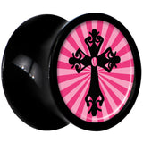 Black Acrylic Pink Black Radiant Cross Saddle Plug Set 0G