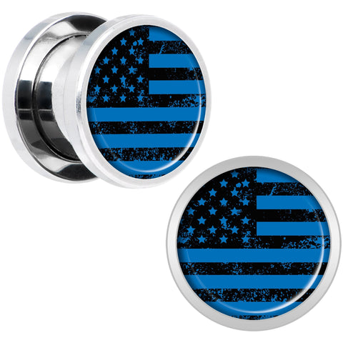 Blue American Flag Steel Screw Fit Plug Set 00G