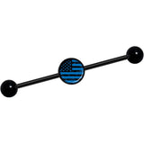 14G Blue American Flag Black Industrial Barbell 37mm