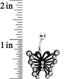 Clear Gem Brazen Black Butterfly Belly Ring