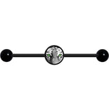 14G Black White Tiger Eyes Black Industrial Barbell 37mm