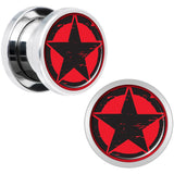 Black Red Distressed Star Steel Screw Fit Plug Set 00G