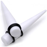 14 to 00G 18 Piece White Acrylic Ear Stretching Taper Kit Set