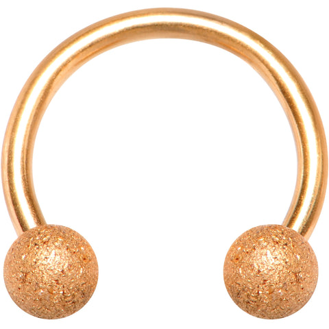 18G 5/16 Rose Gold Color PVD Textured Horseshoe Circular Barbell